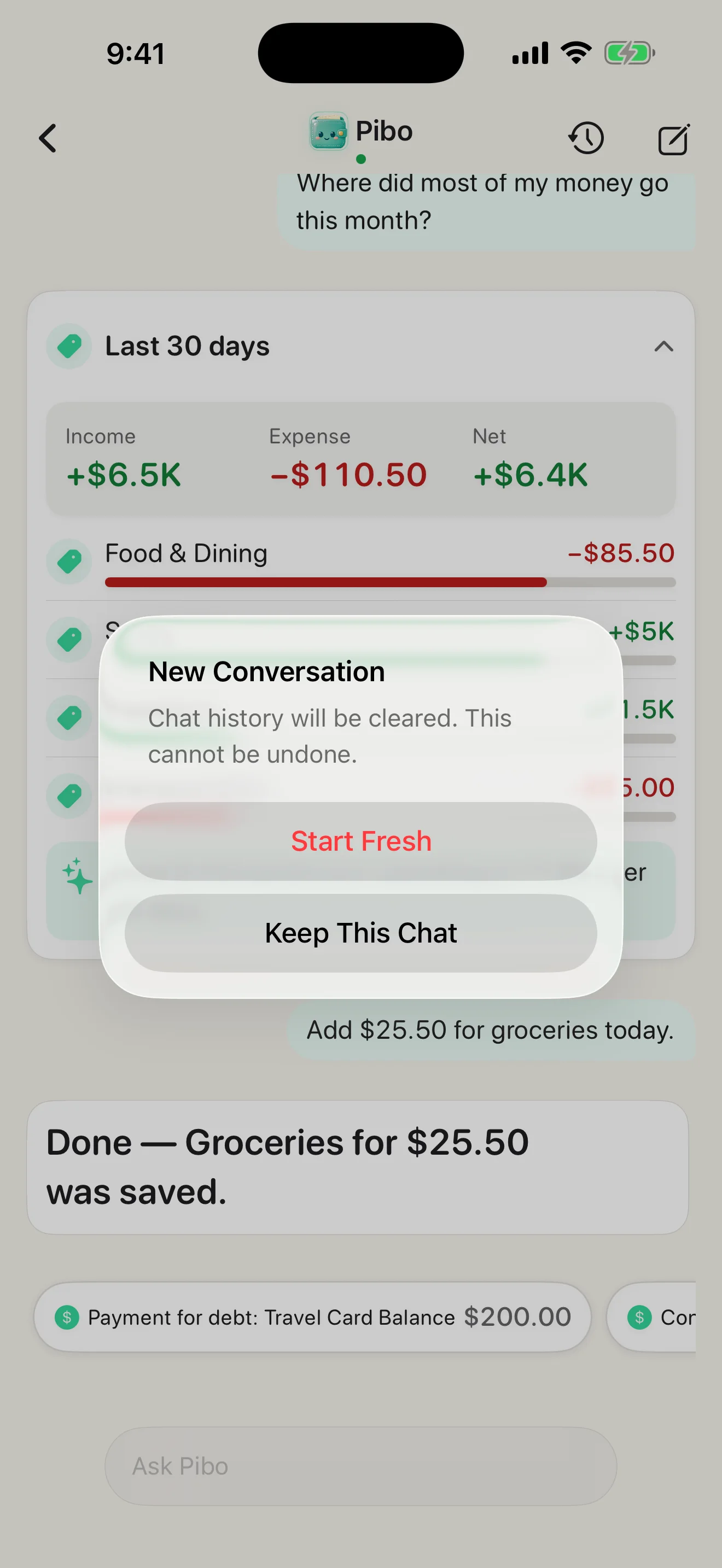 Draft card screen